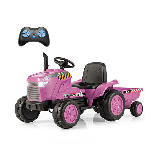 12V Kids Ride On Tractor with Trailer and Remote Control-Dark Green